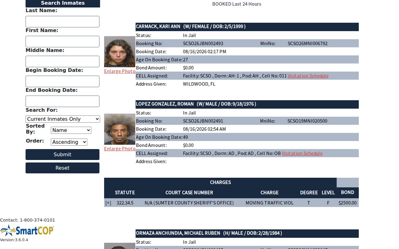 Sumter County busted mugshot roster and recent booking search