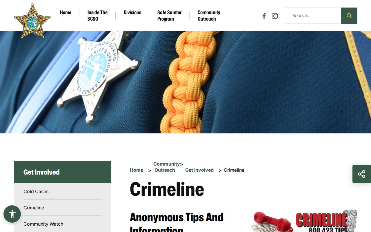 Sumter County Crimeline anonymous wanted-person tip and reward information