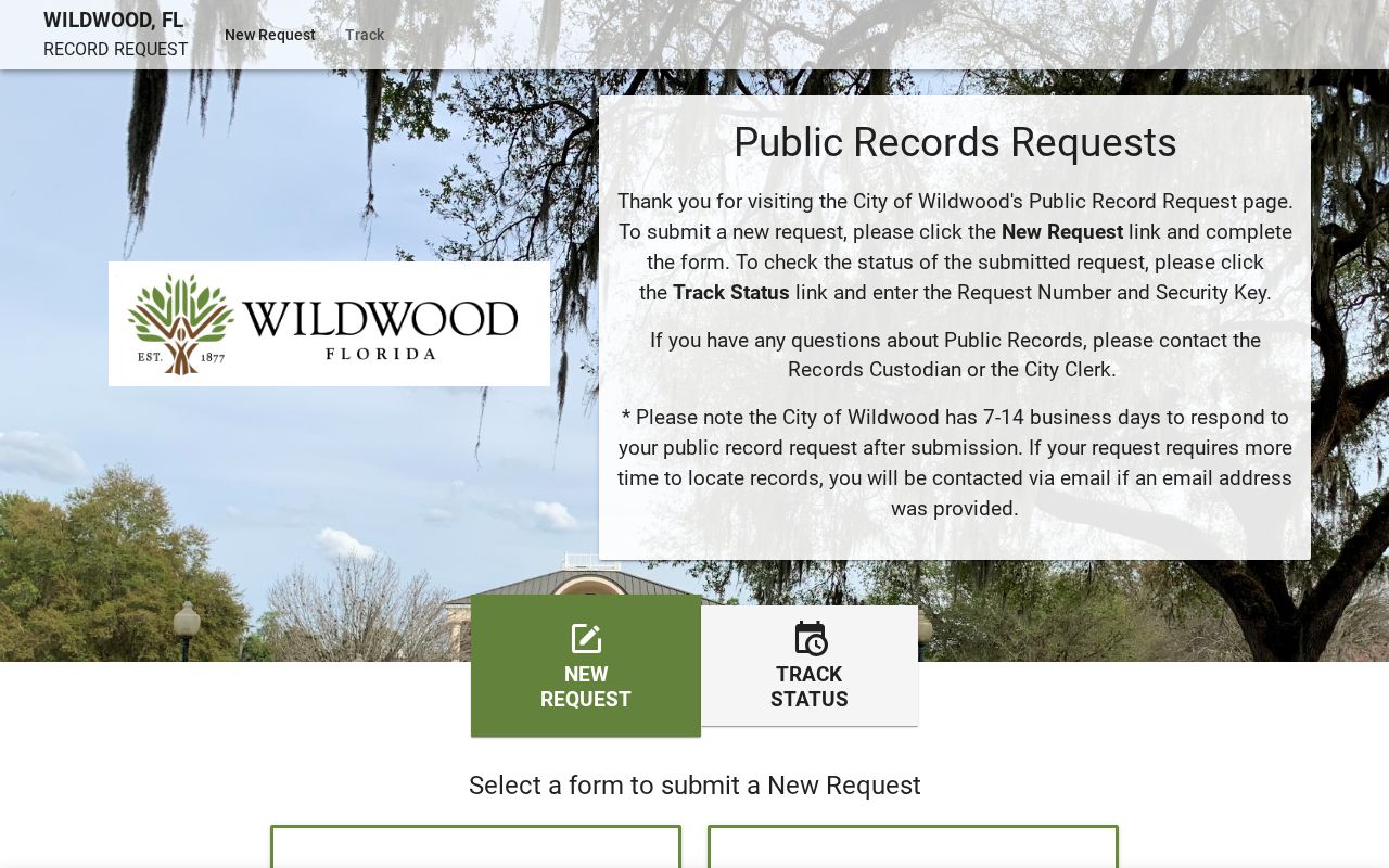Wildwood Police arrest records request portal in Sumter County
